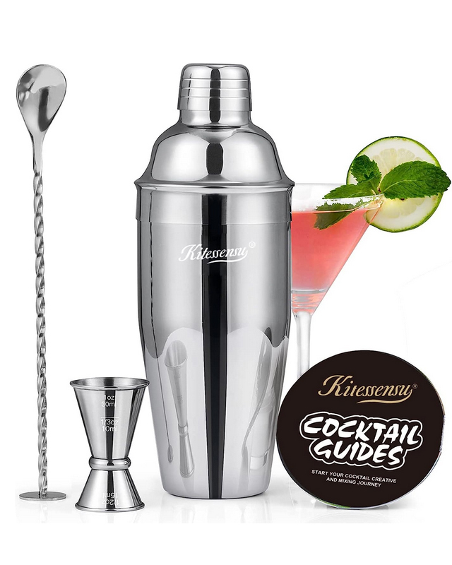 24 oz cocktail drink shaker with bartender strainer
