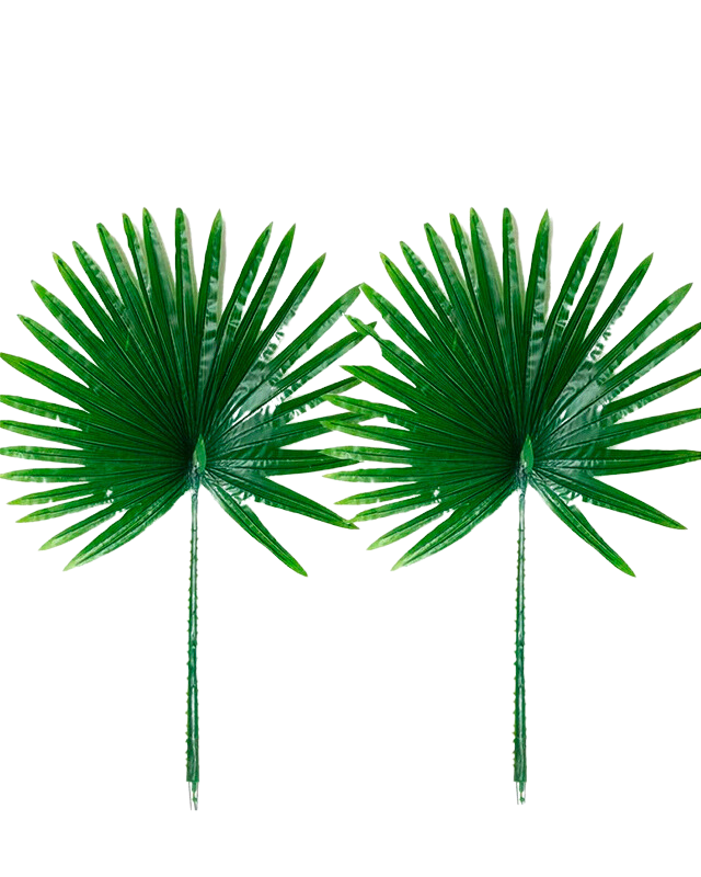 2 Pack Artificial Flower Faux Palm Leaf Branches Greenery Stems 27.9 in Tall Tropical Plant