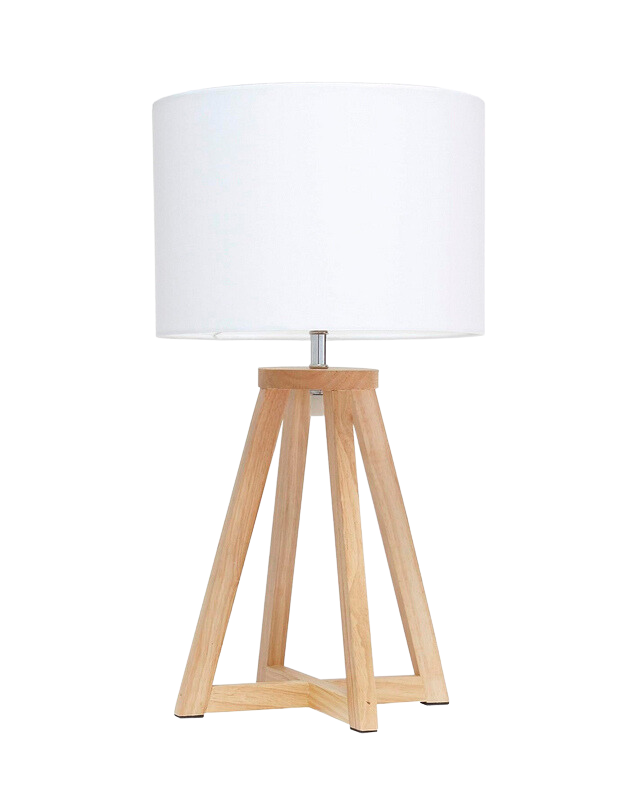 Interlocked Triangular Natural Wood Fabric Shade Table Lamp