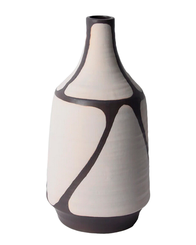 White and Brown 11 inch Ceramic Vase
