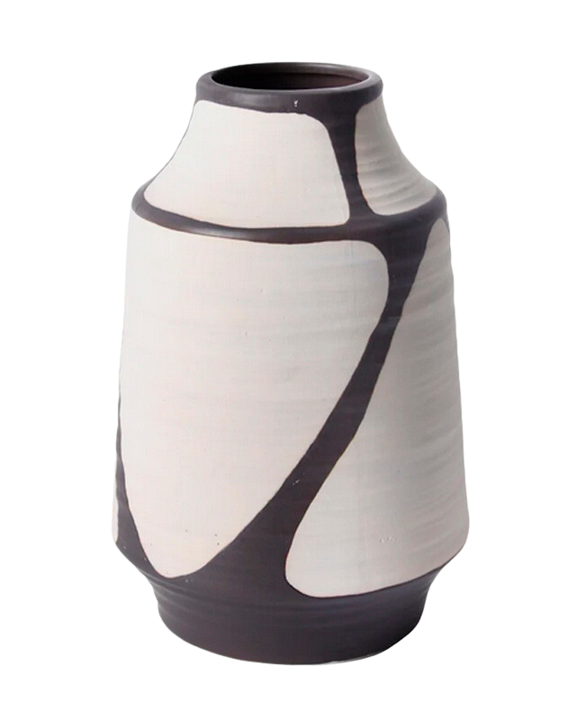 White and Brown 9 inch Ceramic Vase