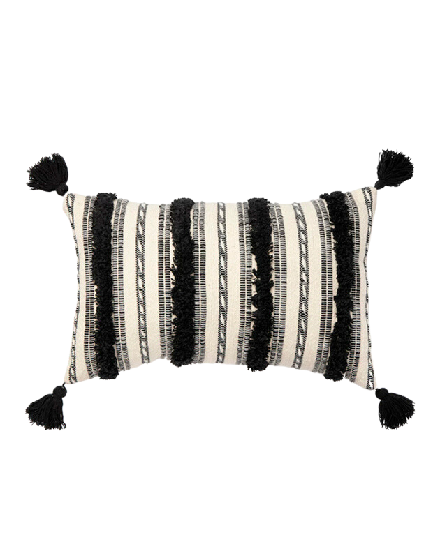 Woven Tufted Decorative Lumbar Throw Pillow 14 in x 24 in